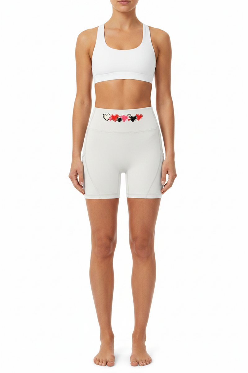 Hearts biker shorts front view