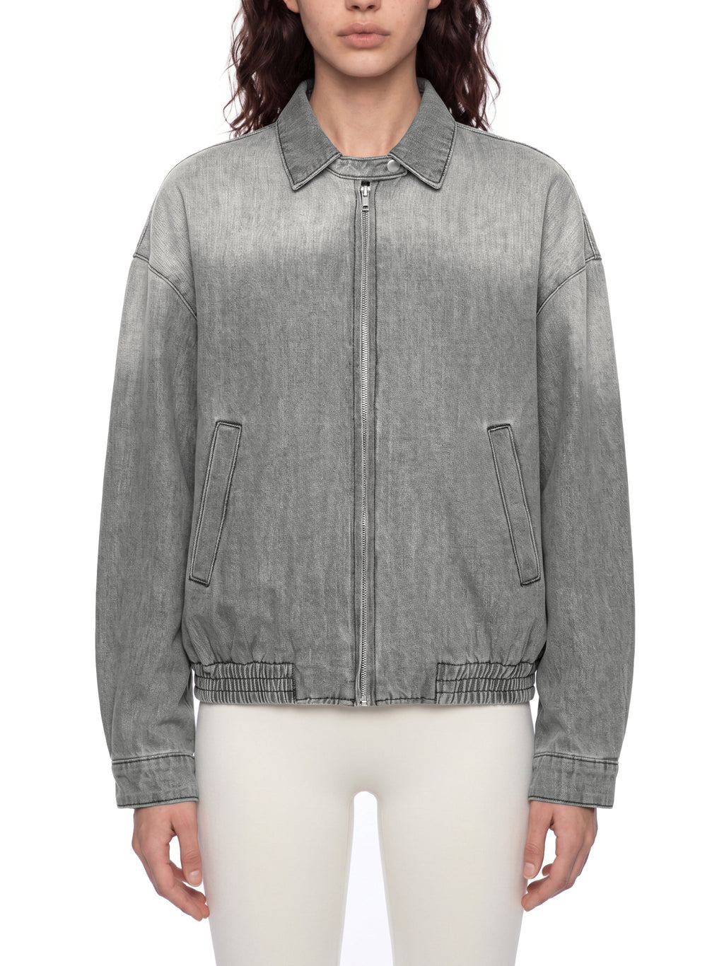 Unisex Vintage Wash Full-Zip Denim Jacket