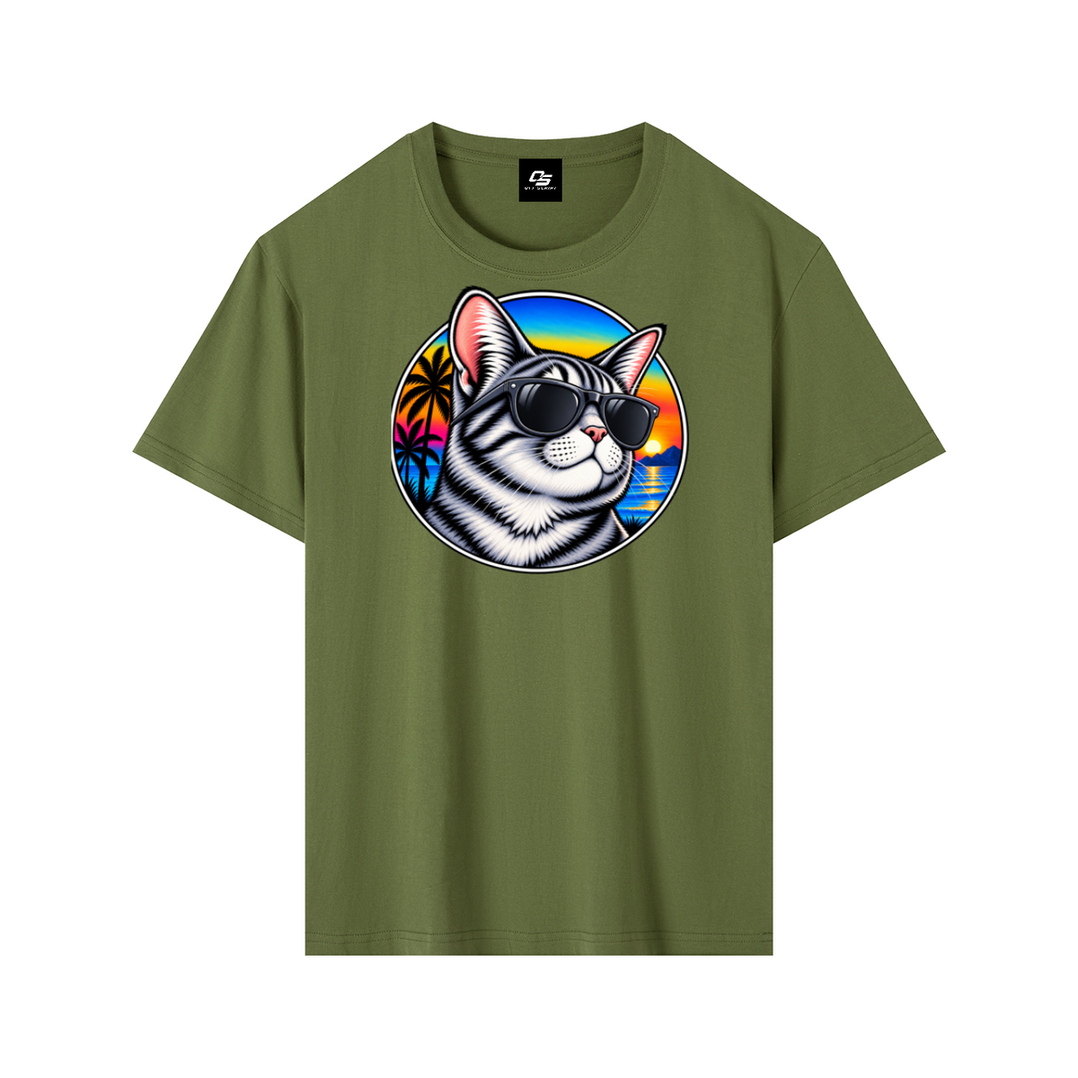 Cool Cat Sunset Pure Cotton Unisex T-Shirt