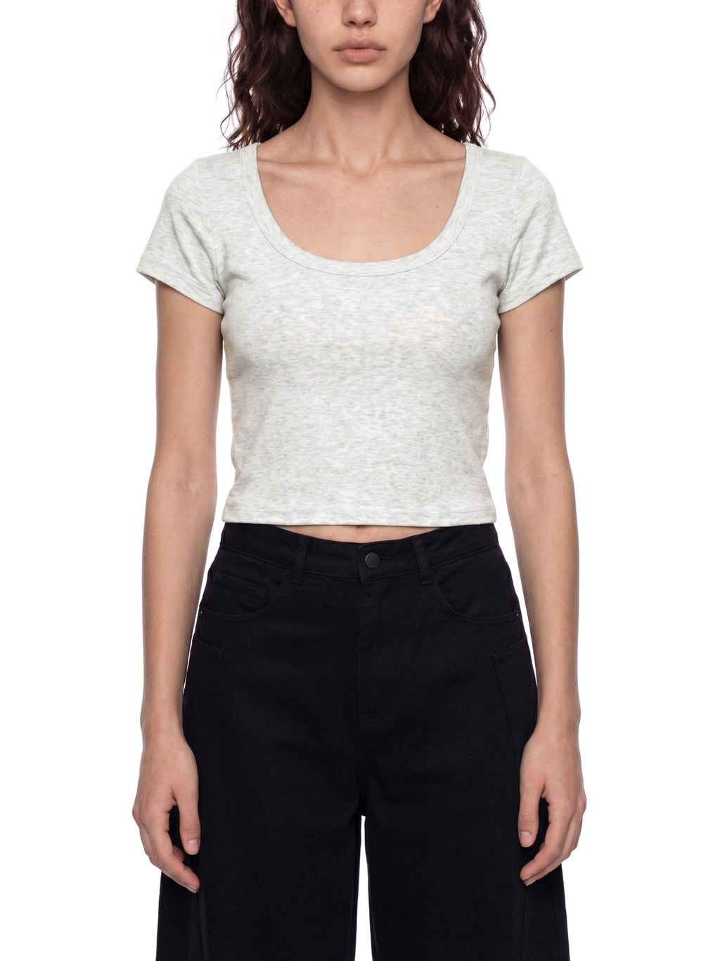Women's Solid Color Slim Crop T-Shirt