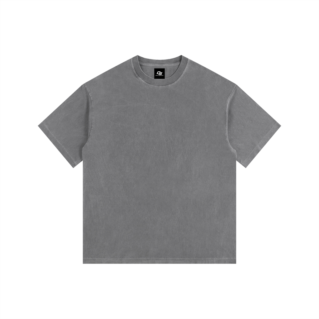 Grey Unisex Vintage-Washed Oversized Cotton T-Shirt front view