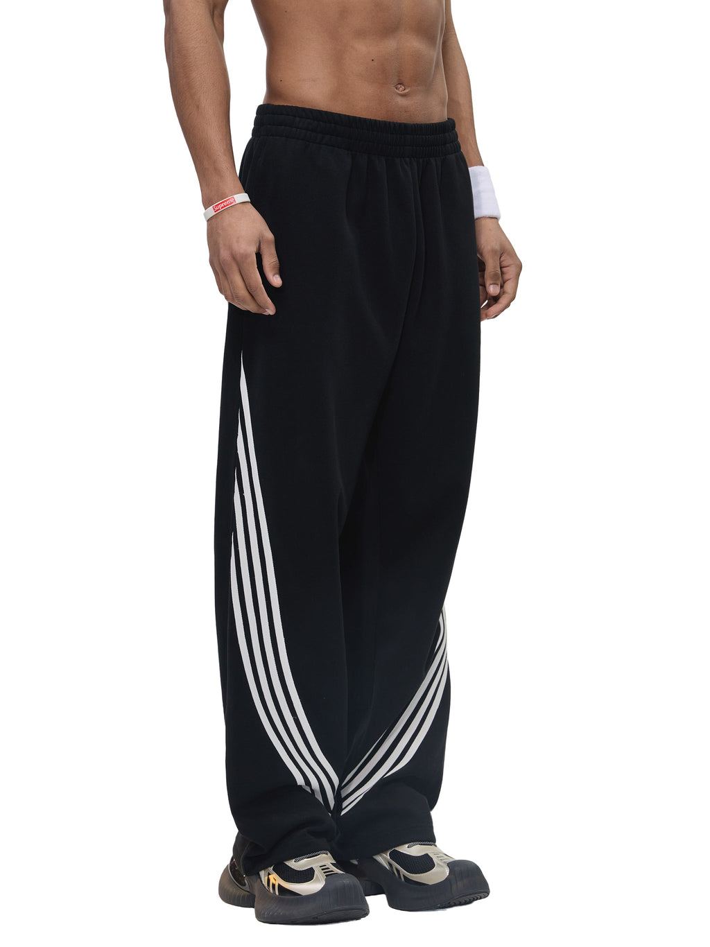 Curved Stripe Straight-Leg Sweatpants