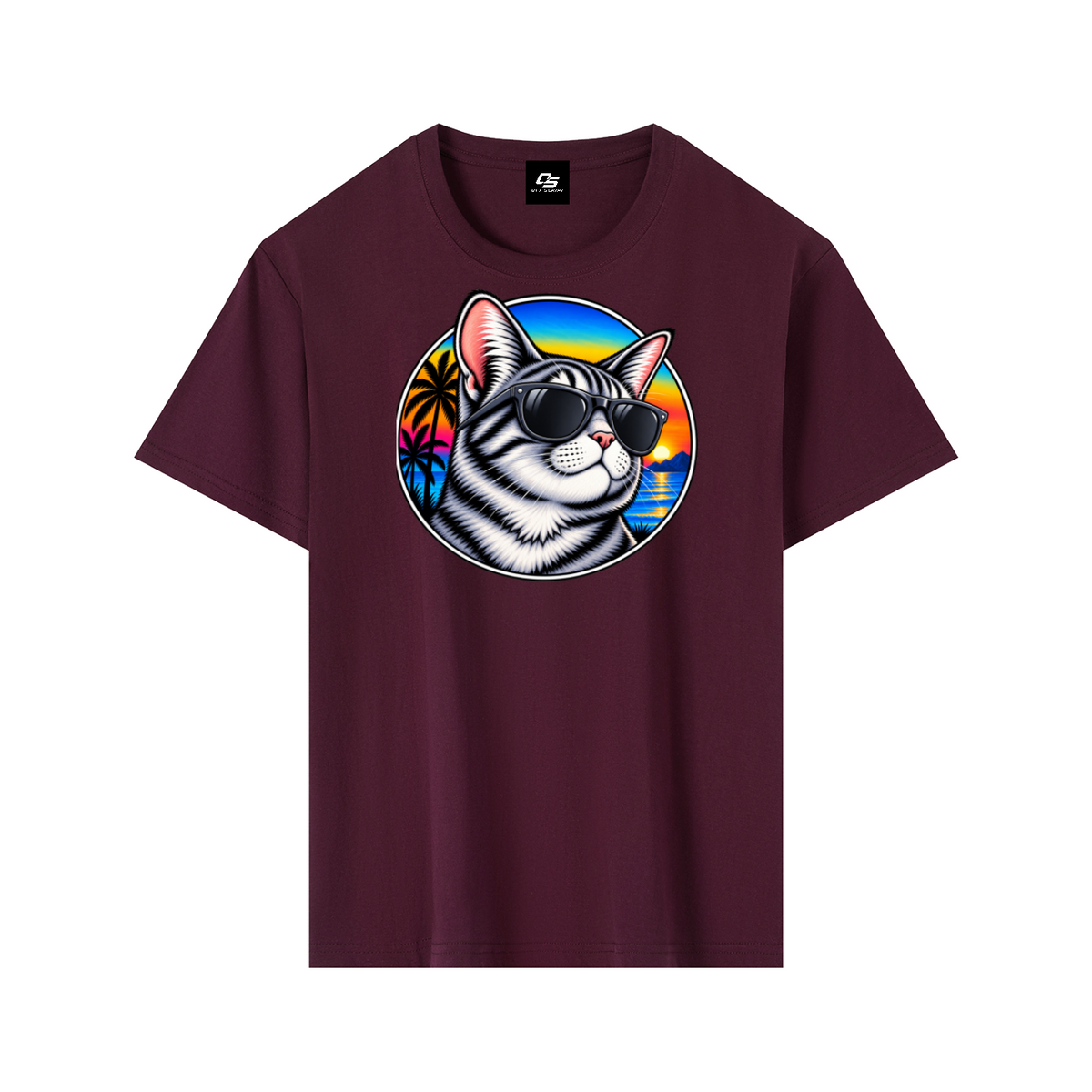 Cool Cat Sunset Pure Cotton Unisex T-Shirt