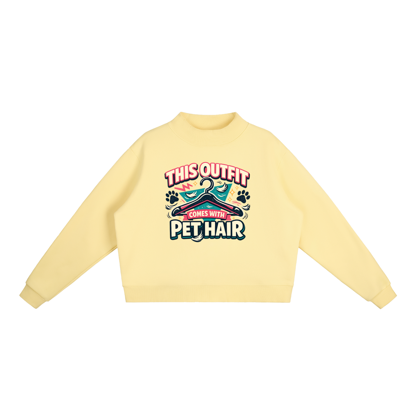 Comes With Pet Hair Essential Fleece Mock-Neck Crew Sweatshirt