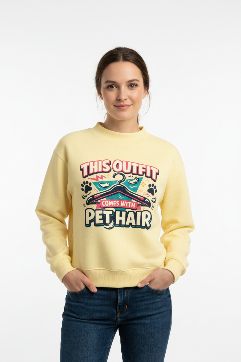 Comes With Pet Hair Essential Fleece Mock-Neck Crew Sweatshirt