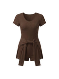 Women's Dual-Function Cape Tie-Waist Romper
