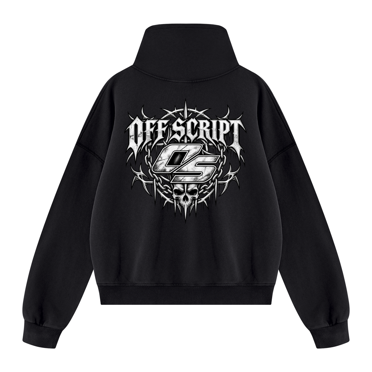 Off Script Gothic Skull Vintage Wash Boxy Hoodie