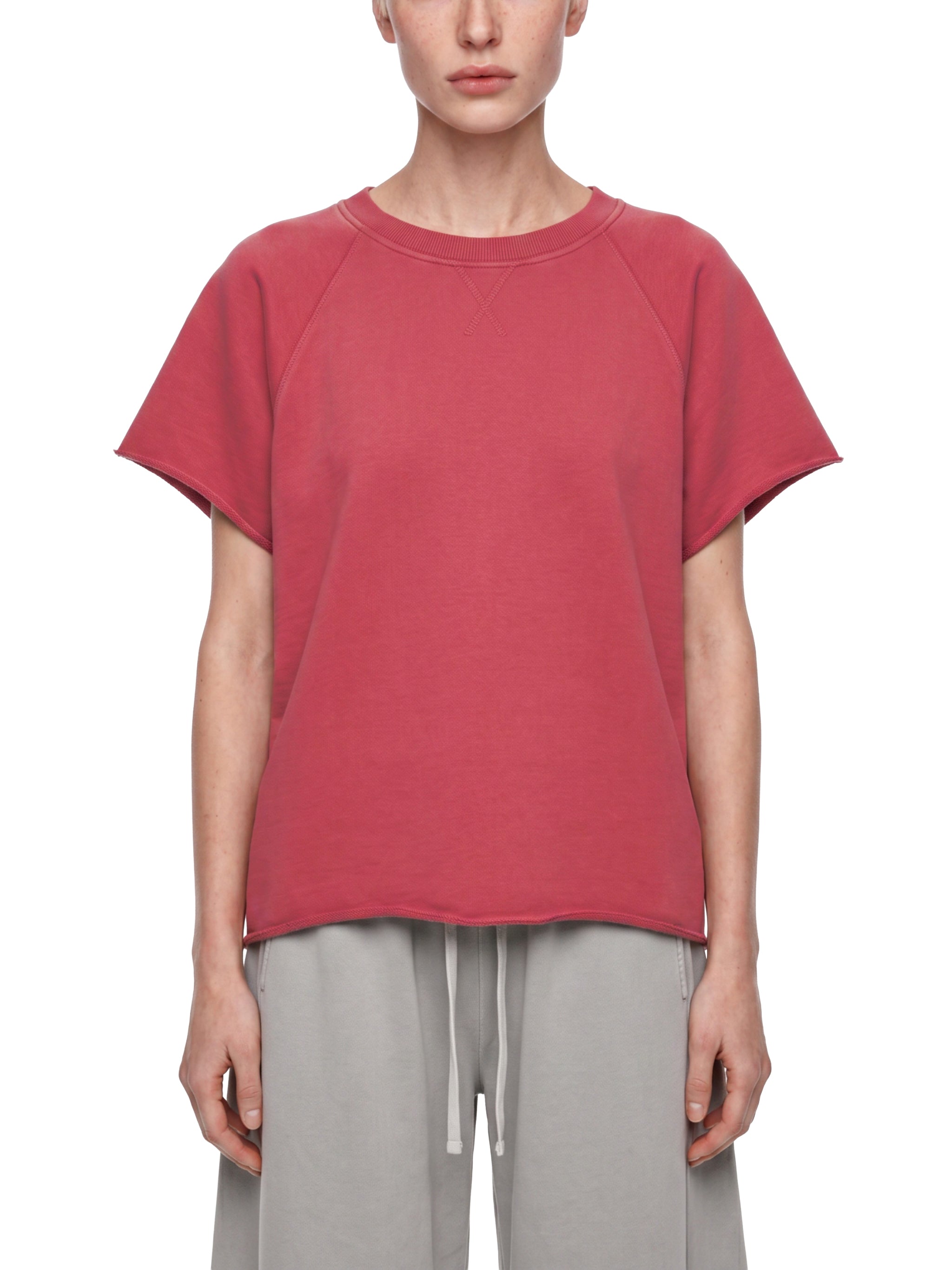 Vintage-Wash Raw-Edge Boxy T-Shirt