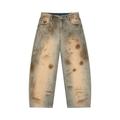 Men’s Vintage-Wash Barrel-Leg Jeans – Jeans Blue front