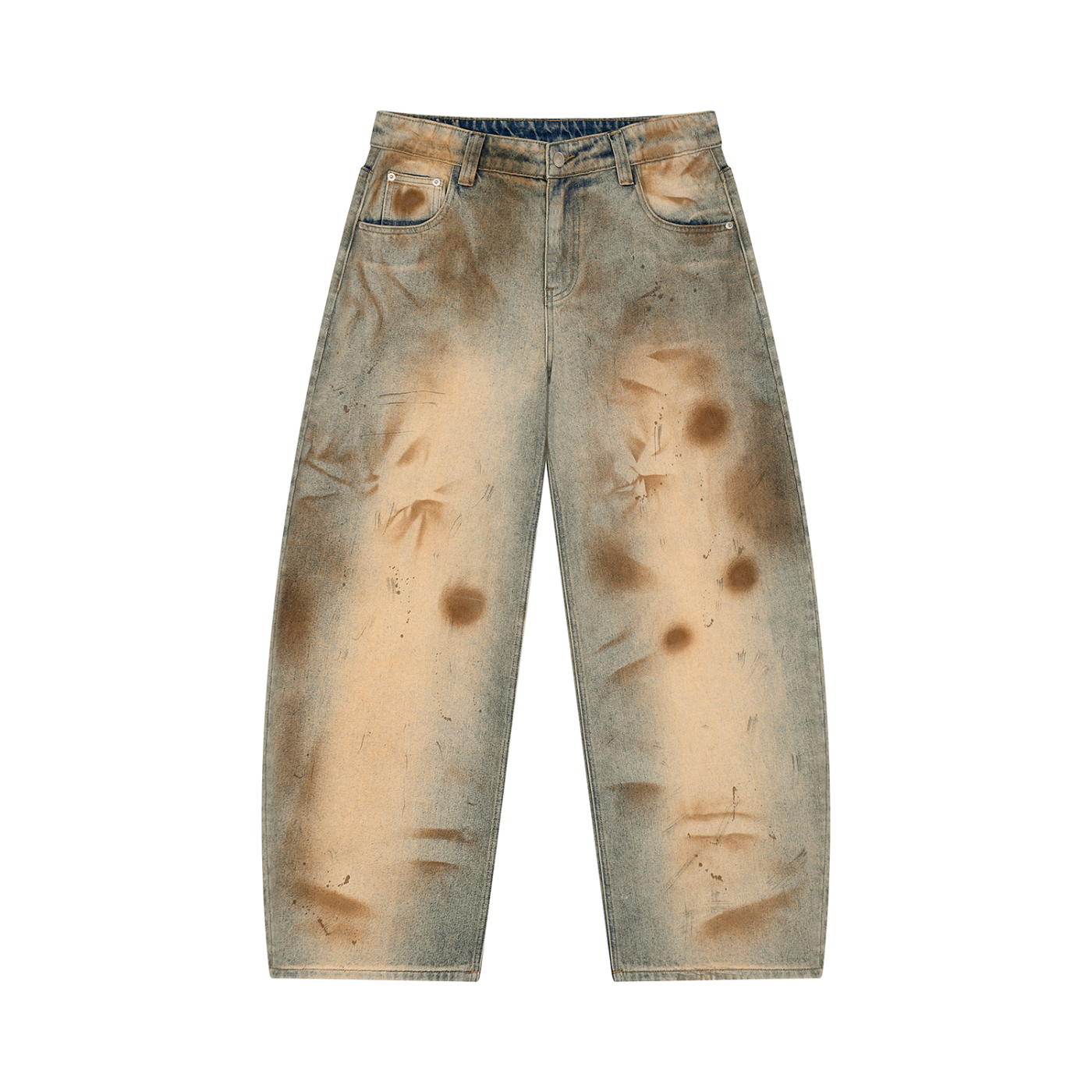 Men’s Vintage-Wash Barrel-Leg Jeans – Jeans Blue front