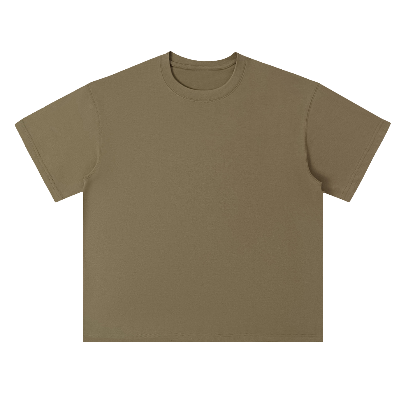 Deep Khaki Heavyweight Drop Shoulder Cotton T-Shirt front