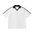 White with Black Unisex Contrast-Collar Striped Soccer Jersey front view