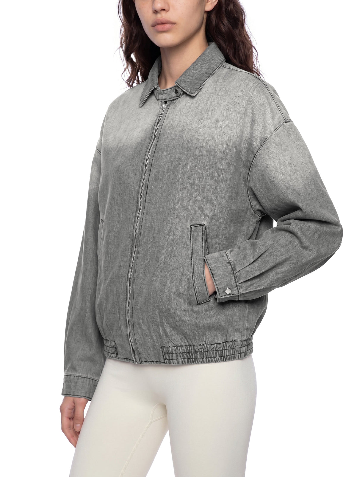 Unisex Vintage Wash Full-Zip Denim Jacket