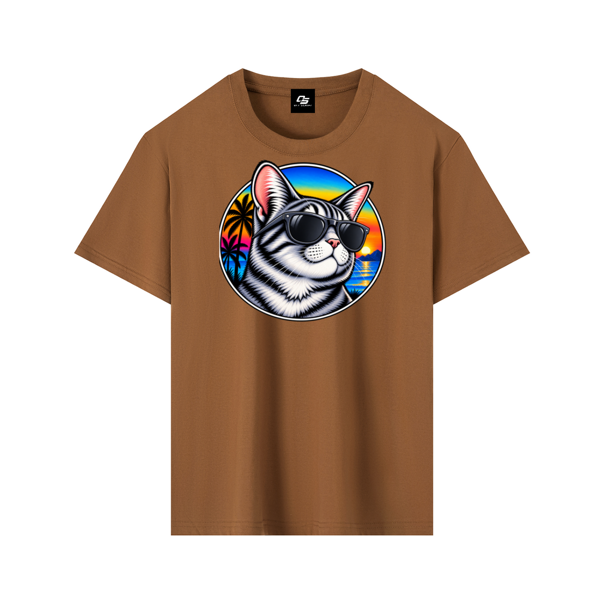Cool Cat Sunset Pure Cotton Unisex T-Shirt