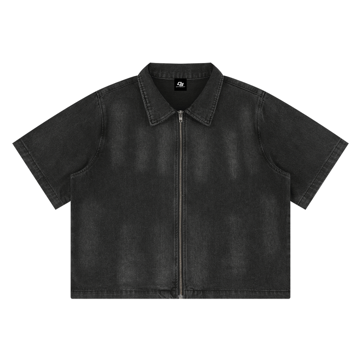 Unisex Vintage Washed Full-Zip Denim Shirt