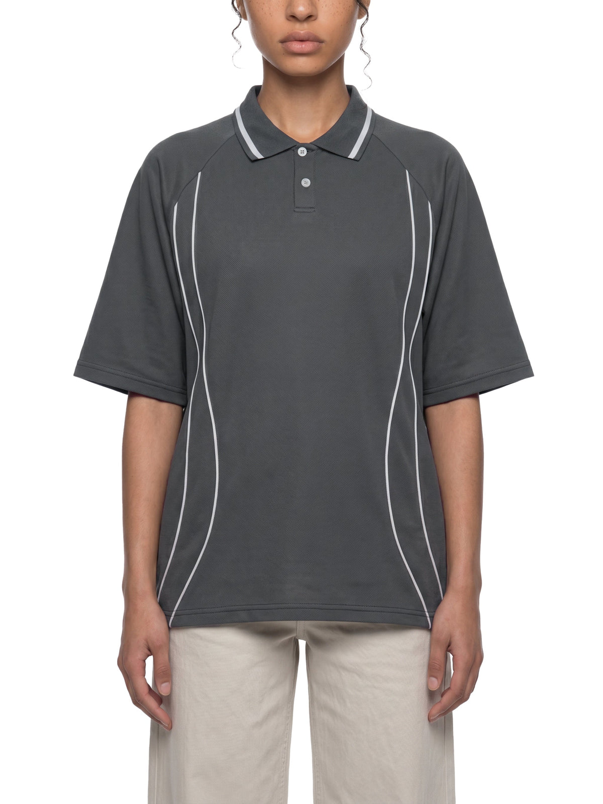 Unisex Raglan Piping Polo Shirt