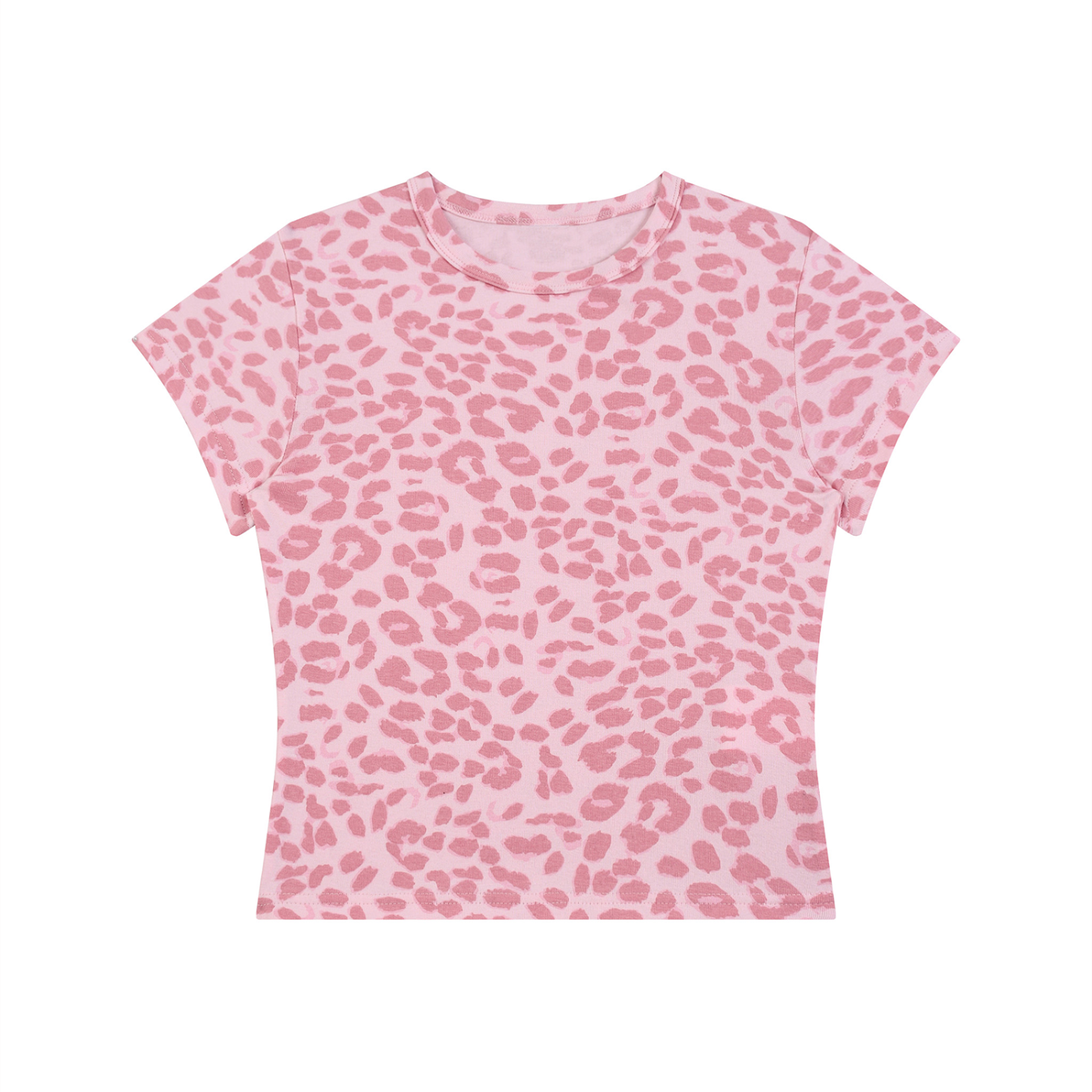 Leopard Light Pink women’s crop T-shirt front