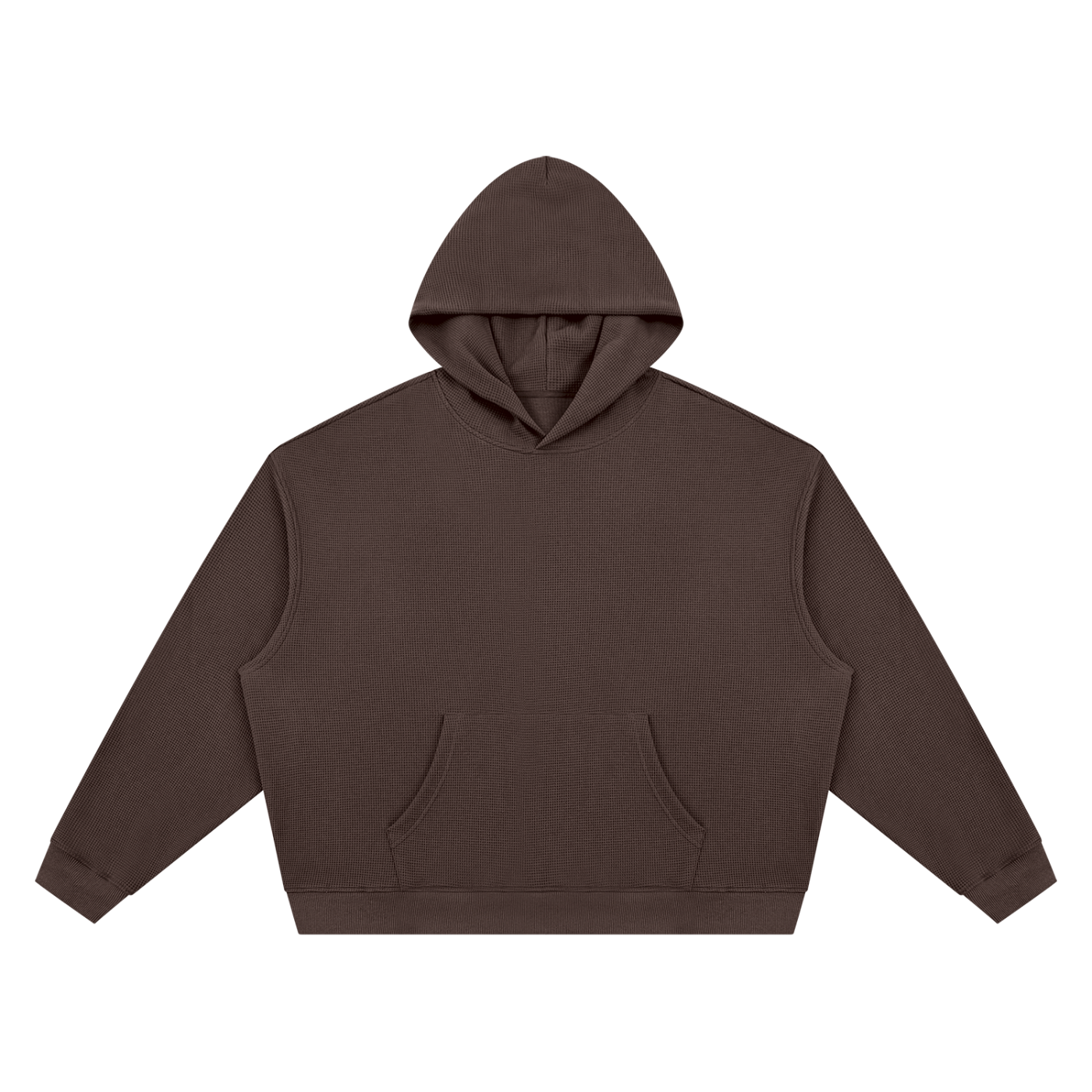 Unisex Waffle Boxy Hoodie in Coffee — front view