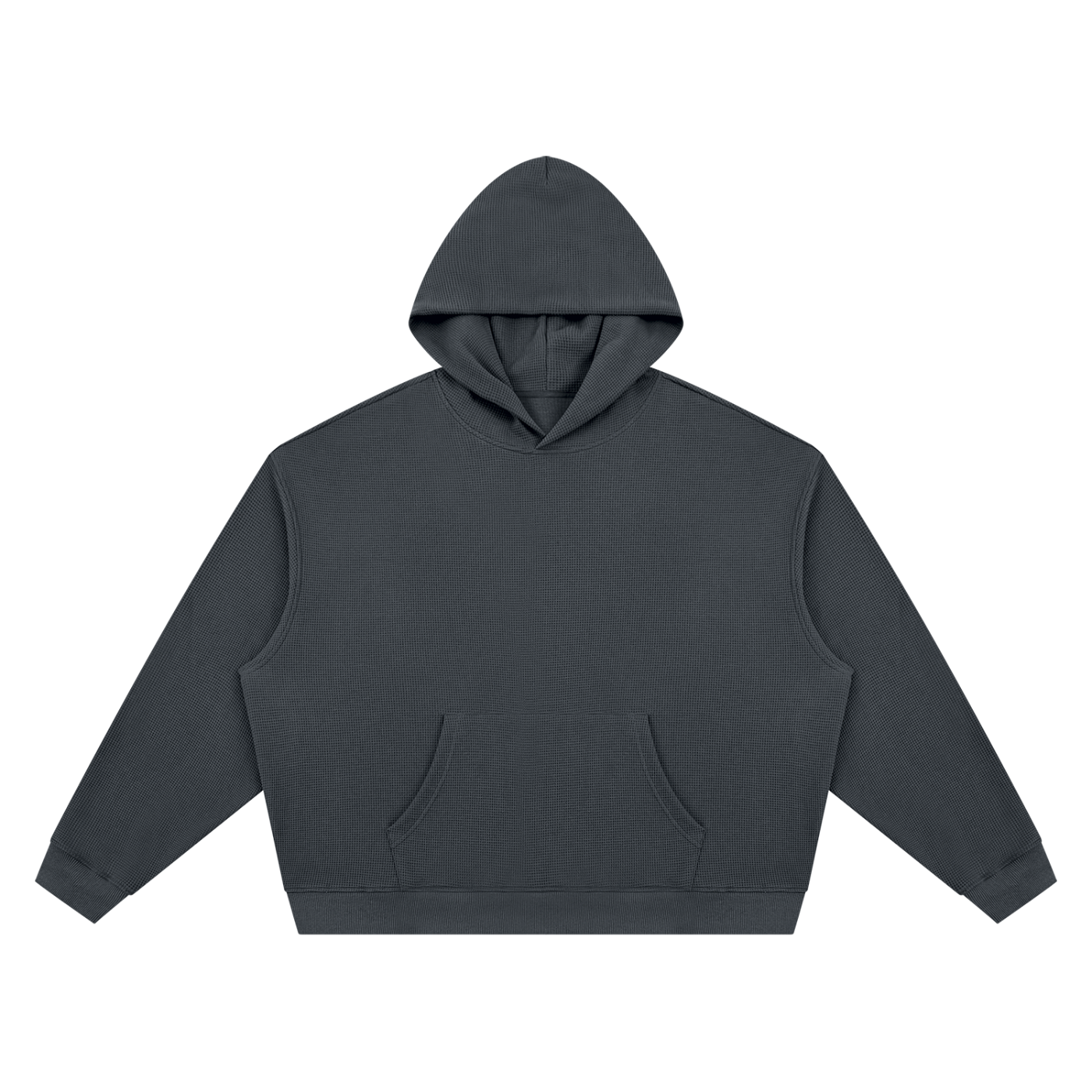 Unisex Waffle Boxy Hoodie in Dark Grey — front view