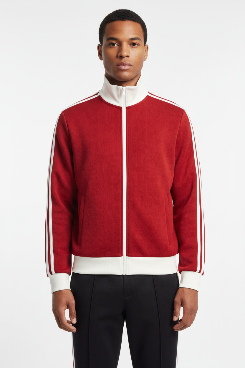 Contrast Side Stripe Fleece Track Jacket