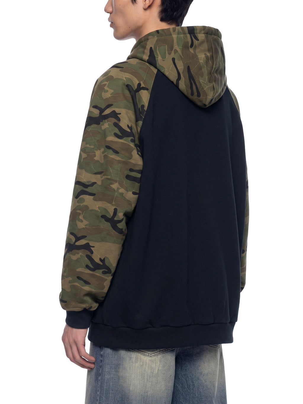 Unisex Camo-Splice Raglan Zip Hoodie