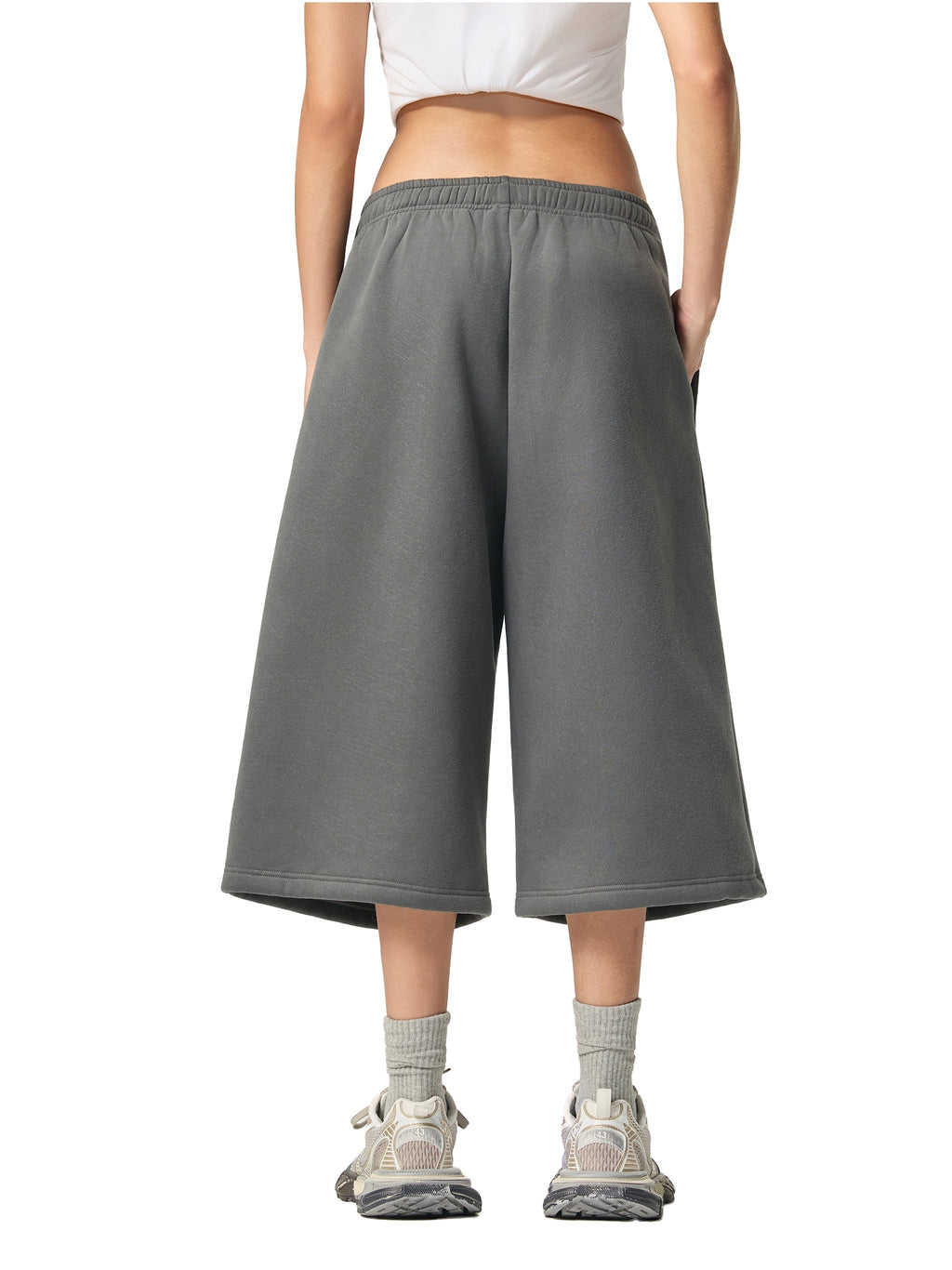 Relaxed Drawstring Three-Quarter Sweatpants