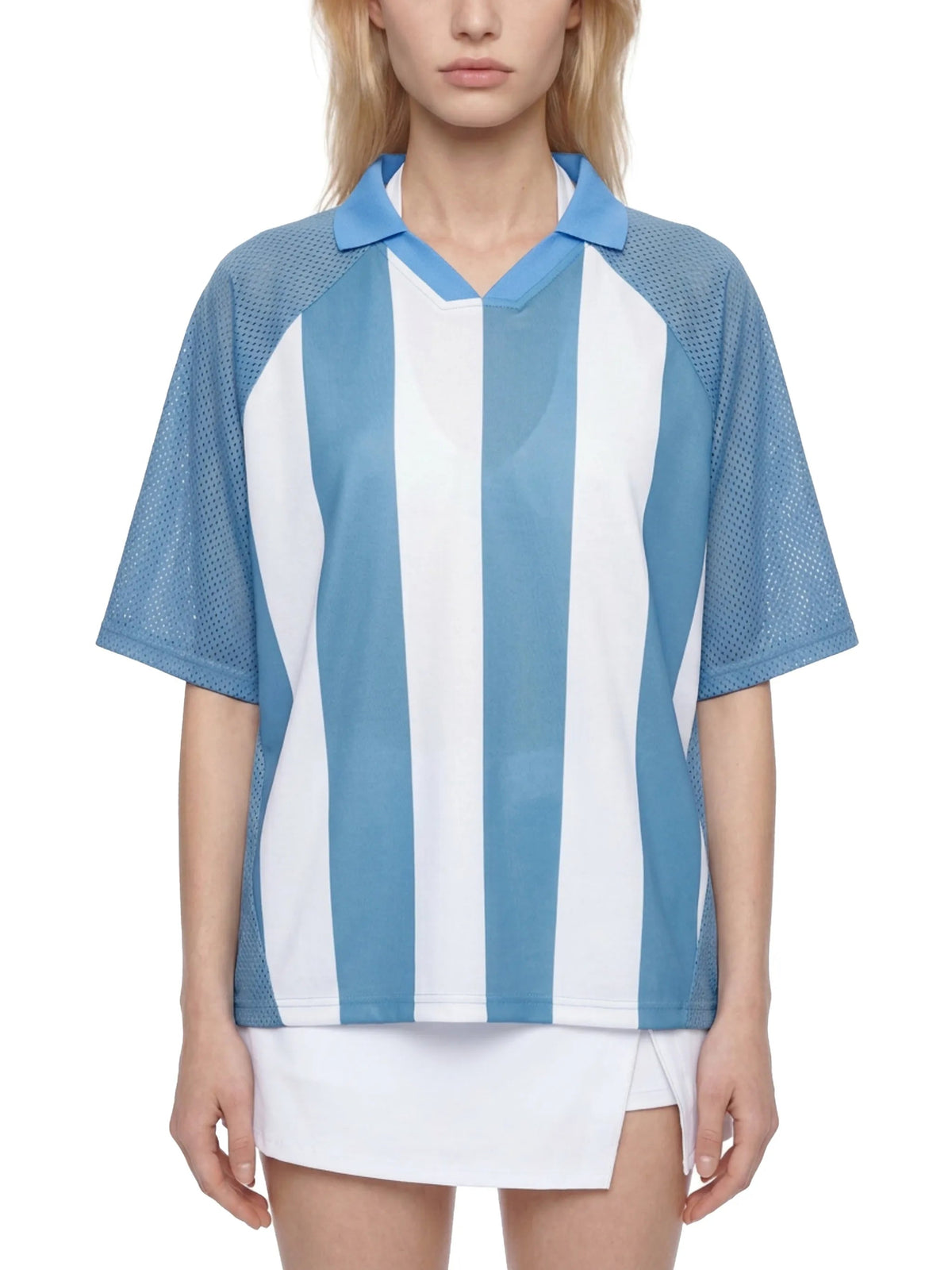Unisex Striped Mesh Boxy Soccer Jersey