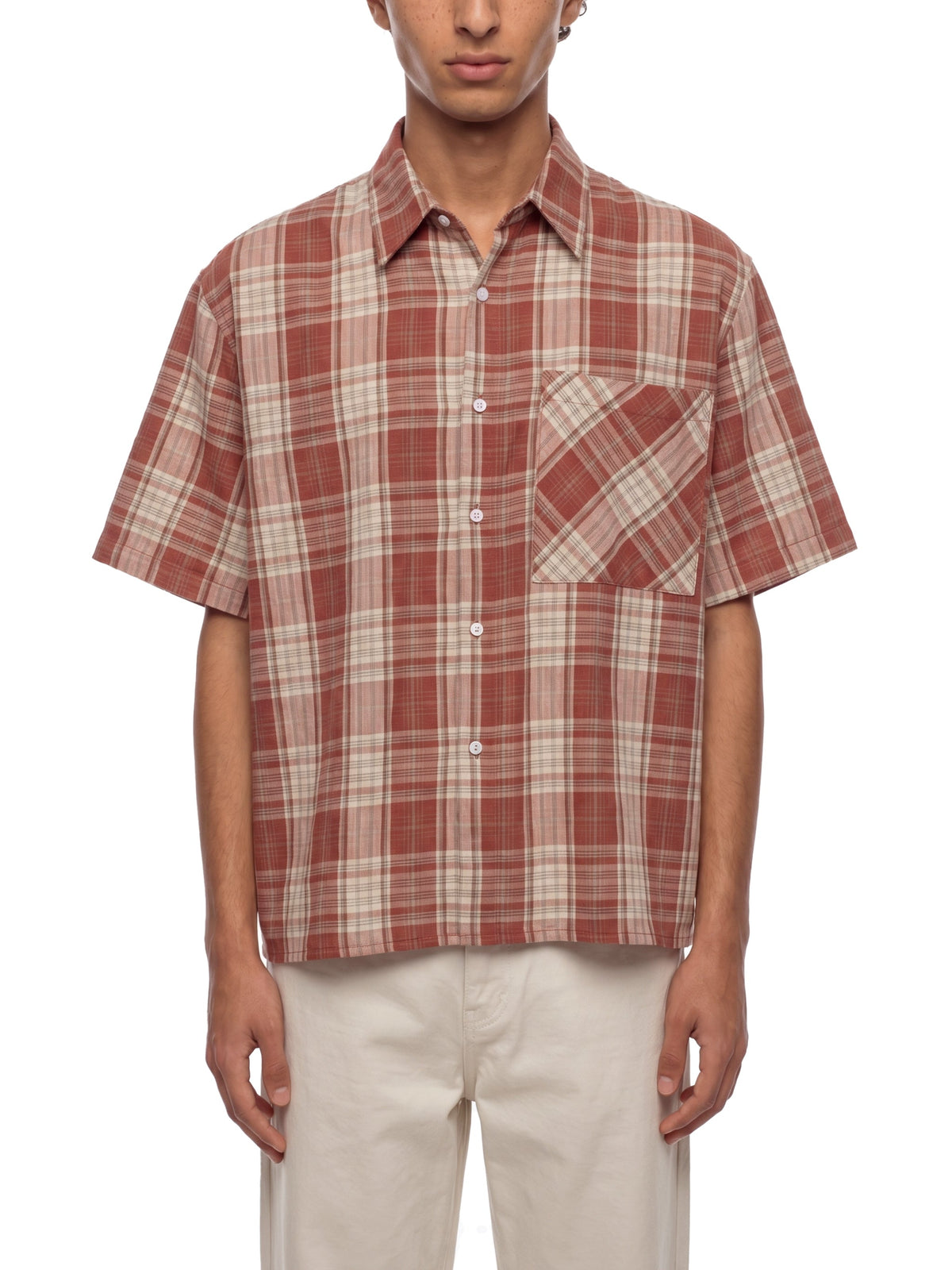 Unisex Plaid Boxy Short Sleeve Shirt