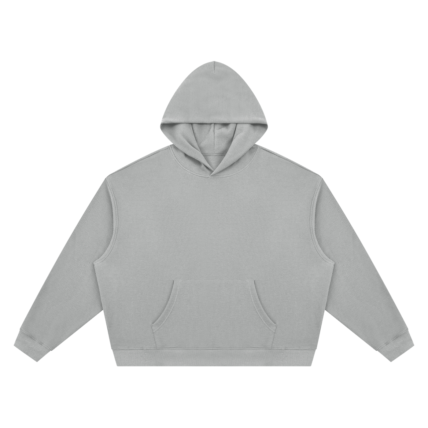 Unisex Waffle Boxy Hoodie in Light Grey — front view
