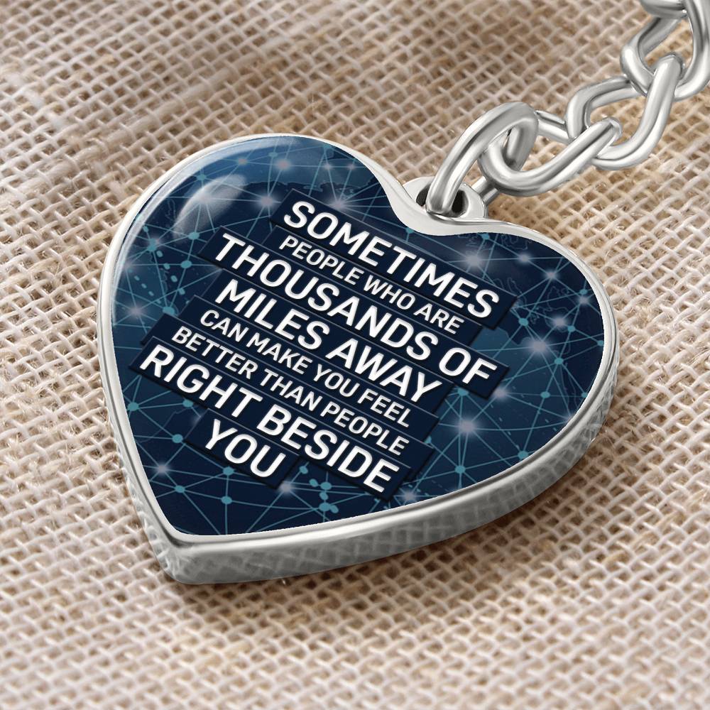 Right Beside You – Long Distance Graphic Heart Keychain