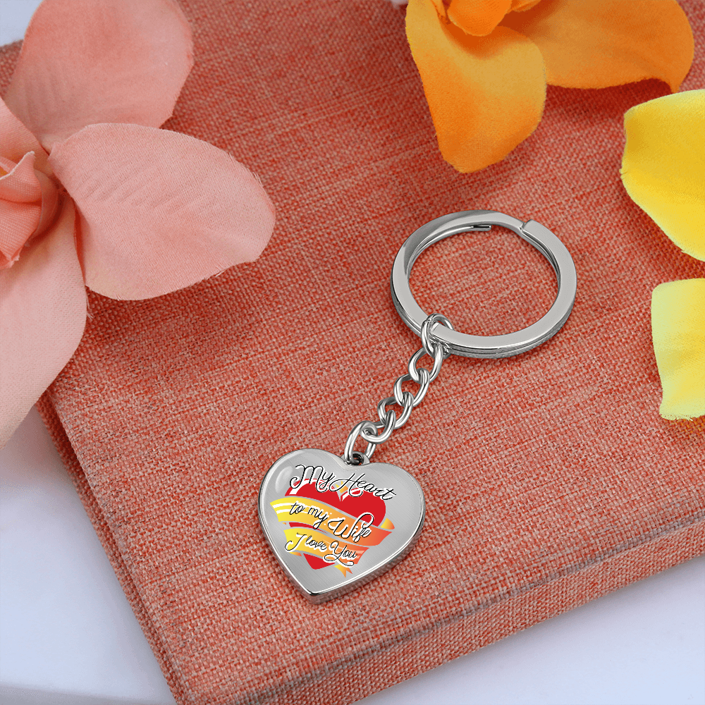 To My Wife – I Love You Graphic Heart Keychain