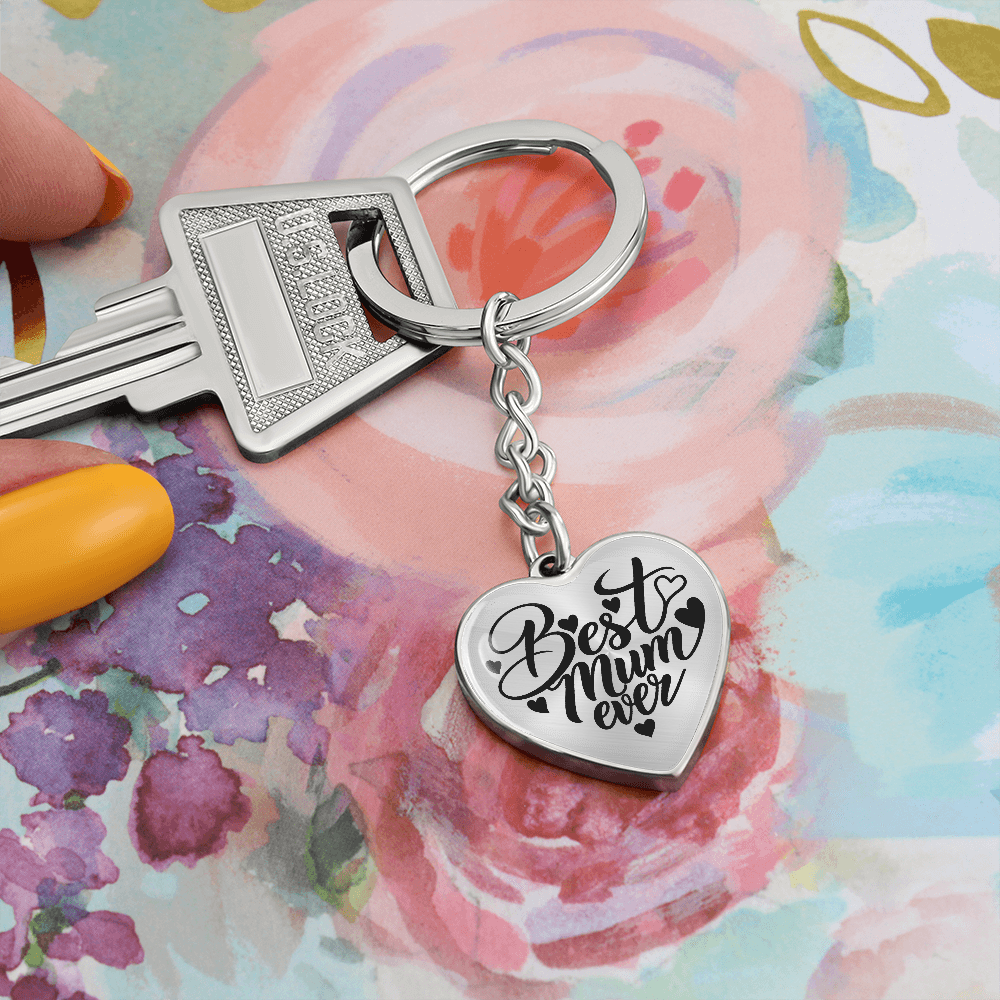 Graphic Heart with Curb Keychain