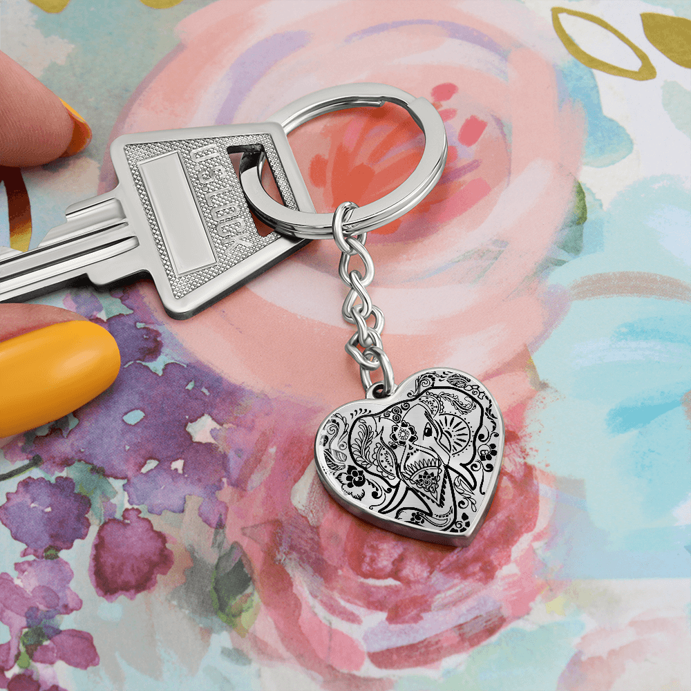 Graphic Heart with Curb Keychain