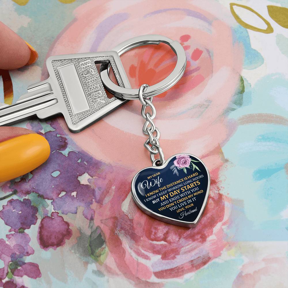 Graphic Heart with Curb Keychain