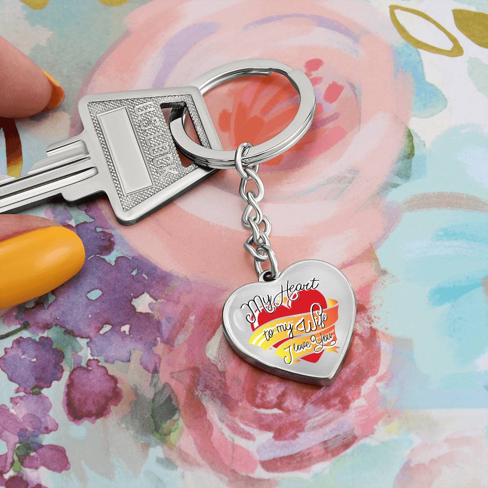 To My Wife – I Love You Graphic Heart Keychain