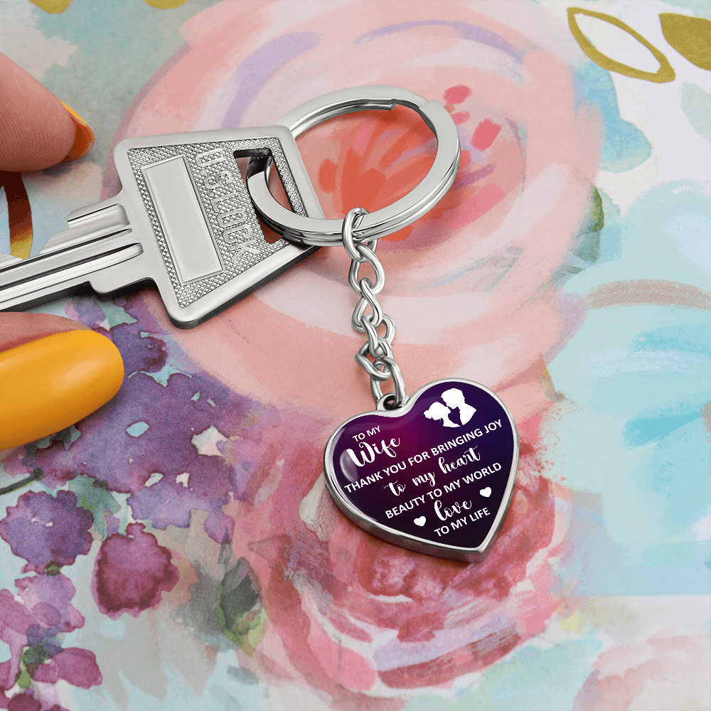 To My Wife – Thank You Graphic Heart Keychain