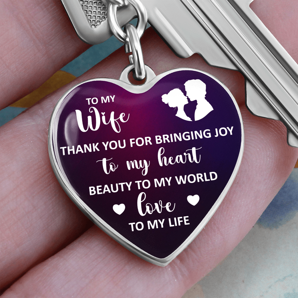To My Wife – Thank You Graphic Heart Keychain