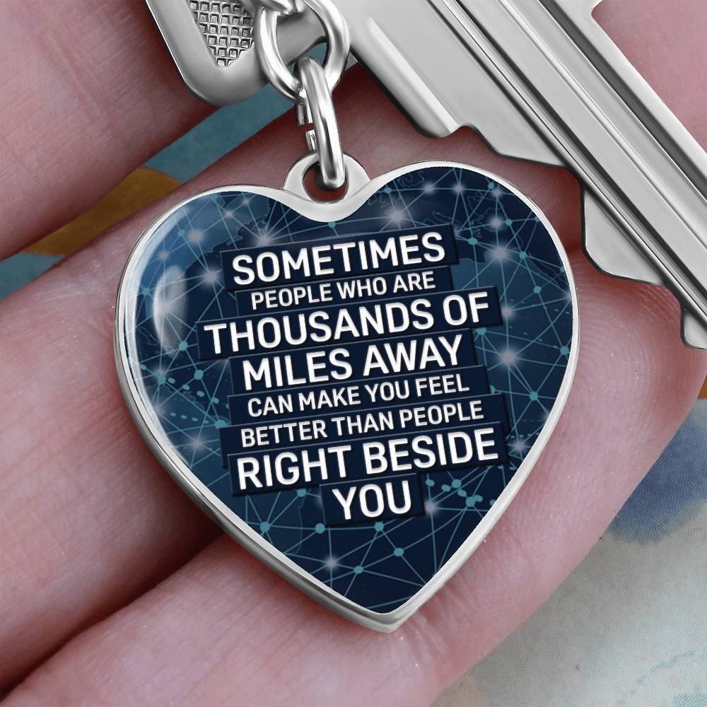 Right Beside You – Long Distance Graphic Heart Keychain