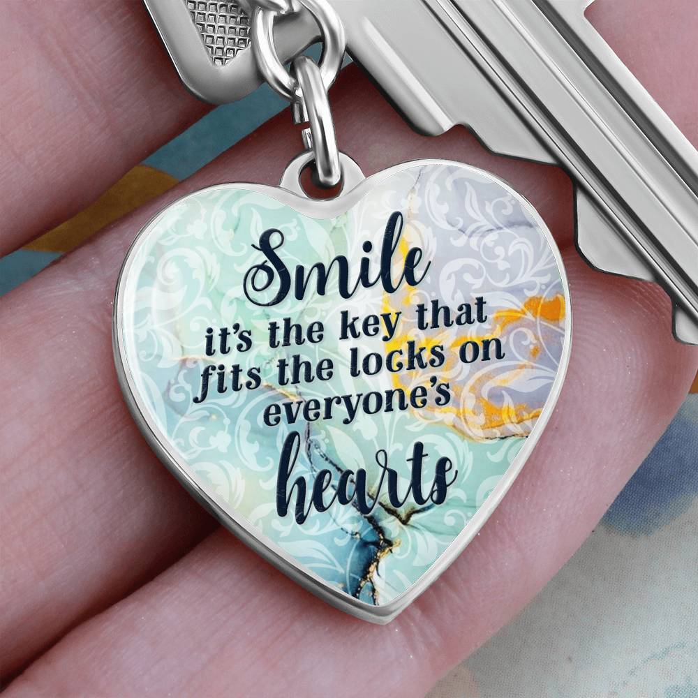 Smile – Key to the Heart Graphic Heart Keychain