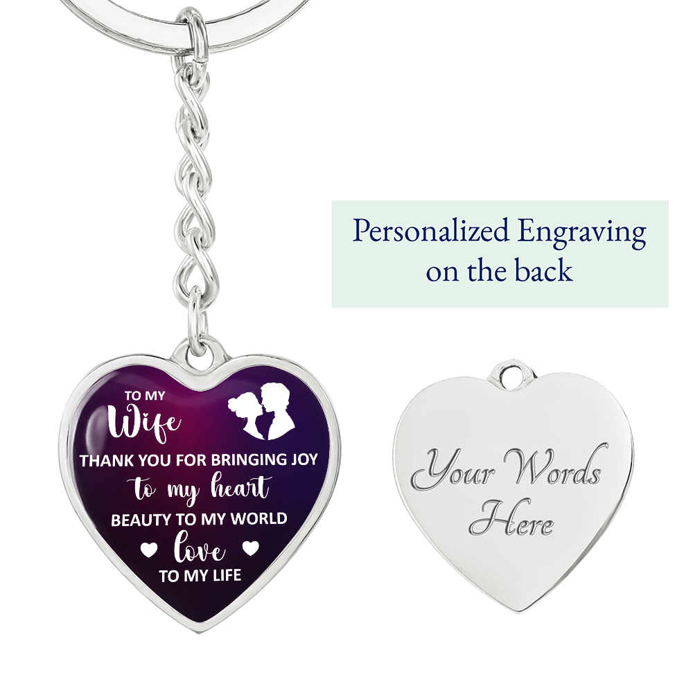 To My Wife – Thank You Graphic Heart Keychain