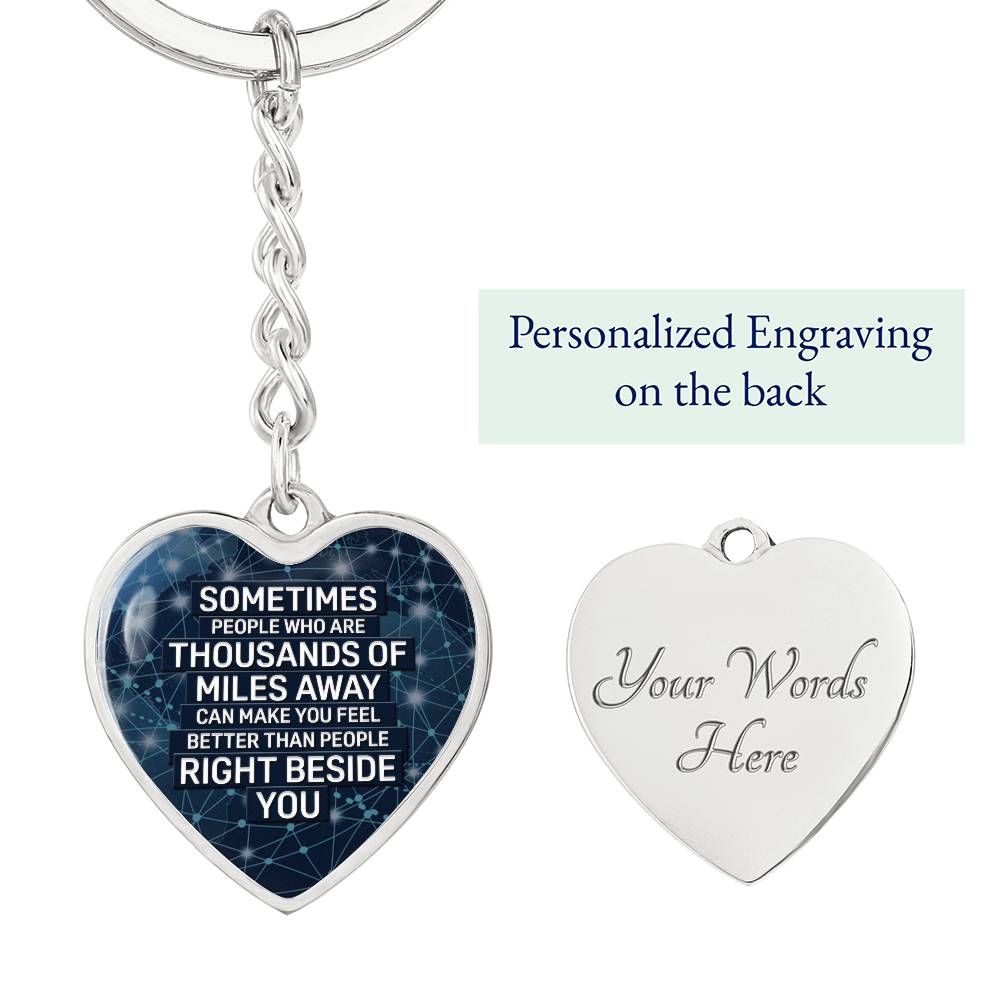 Right Beside You – Long Distance Graphic Heart Keychain