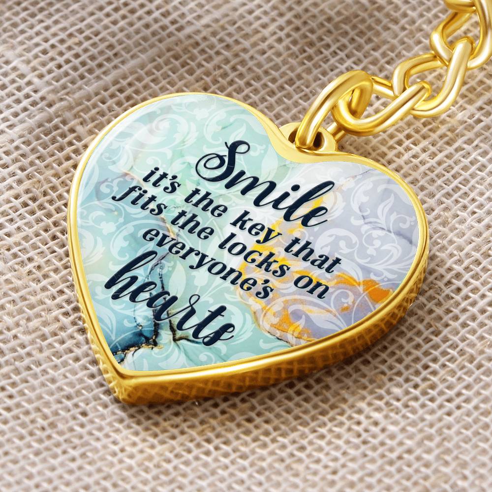 Smile – Key to the Heart Graphic Heart Keychain