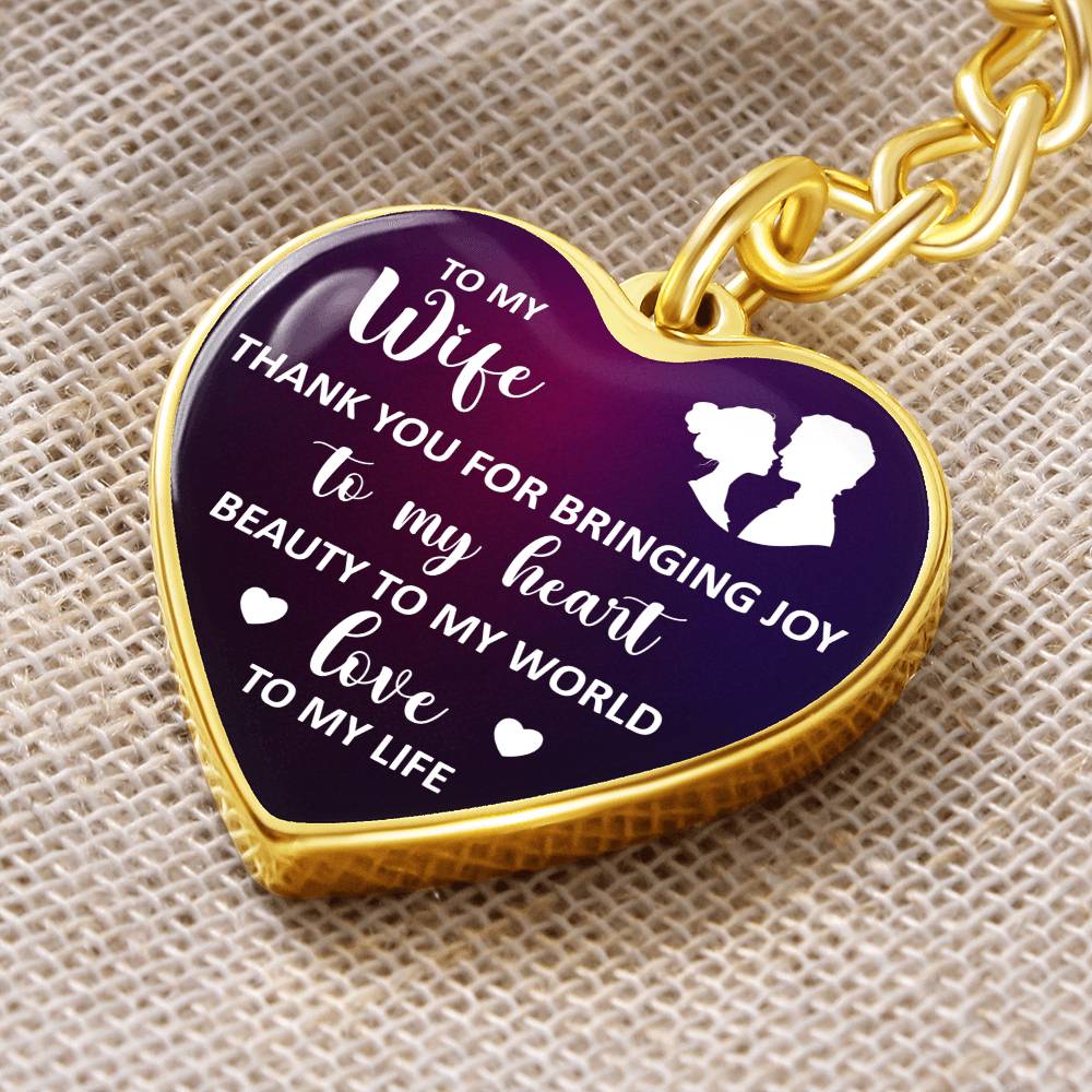 To My Wife – Thank You Graphic Heart Keychain