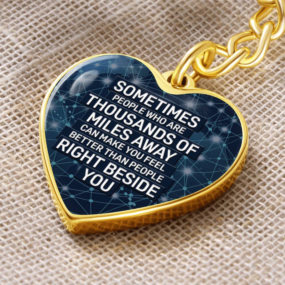 Right Beside You – Long Distance Graphic Heart Keychain