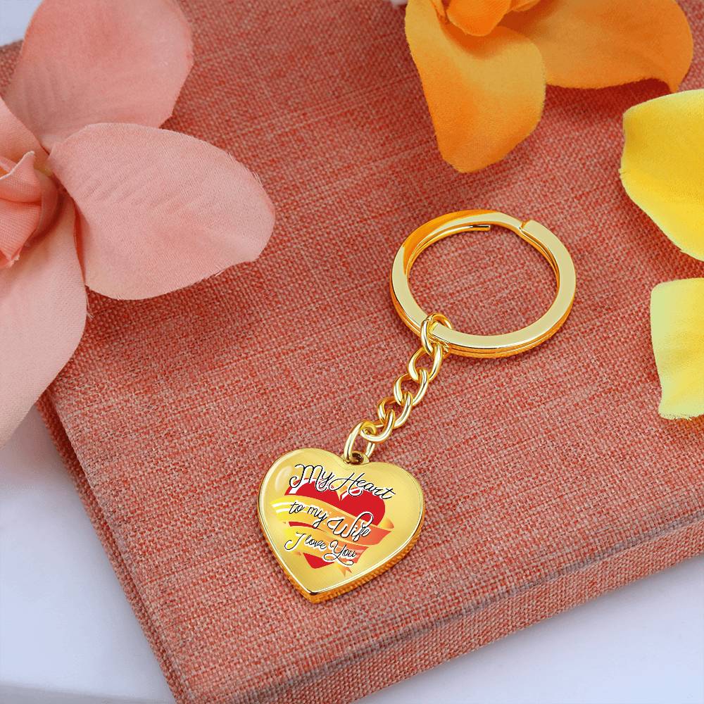 To My Wife – I Love You Graphic Heart Keychain