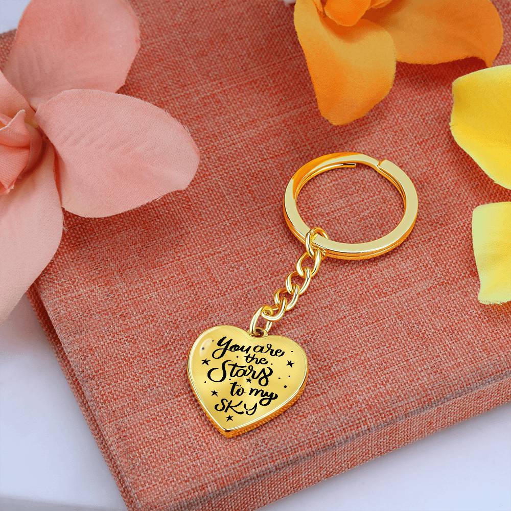 Stars to My Sky – Graphic Heart Keychain