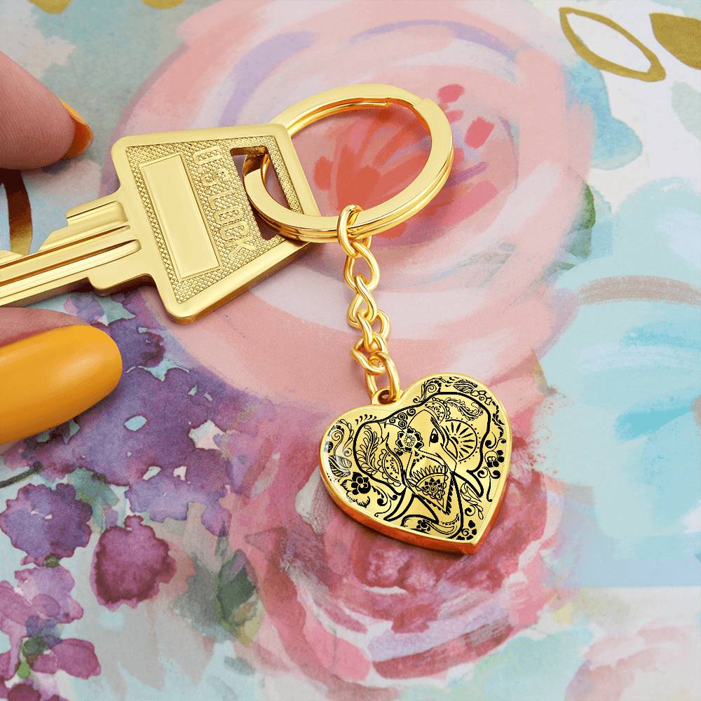 Graphic Heart with Curb Keychain