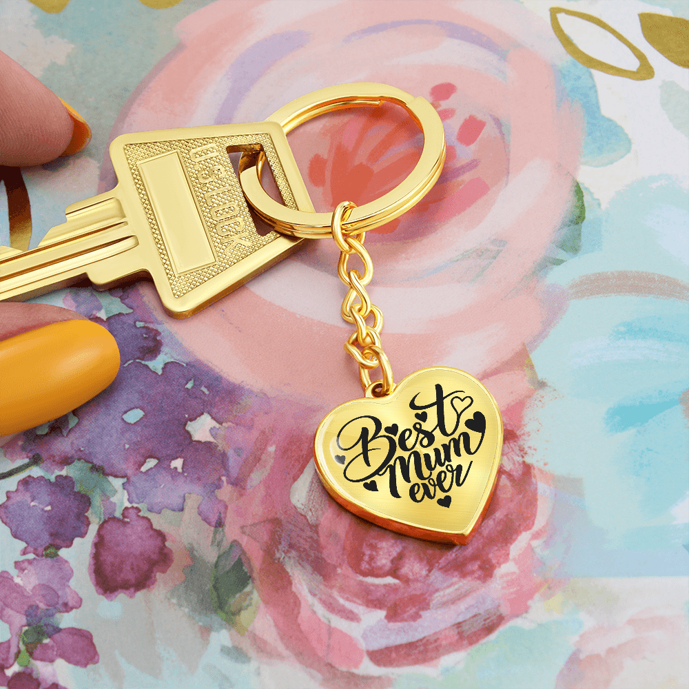 Graphic Heart with Curb Keychain
