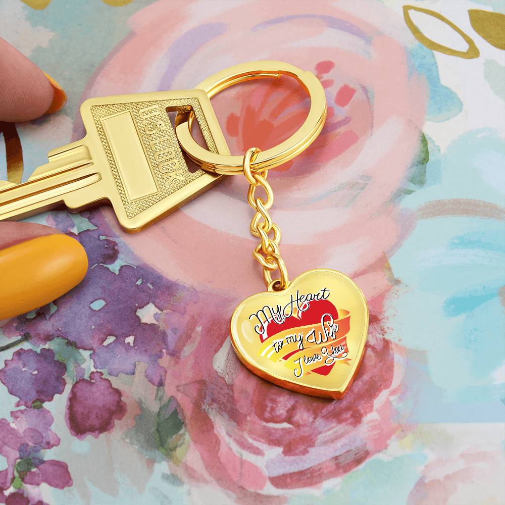 To My Wife – I Love You Graphic Heart Keychain