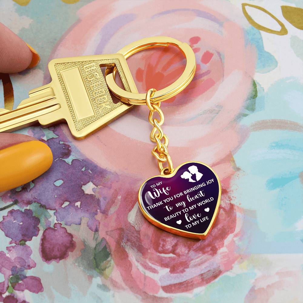 To My Wife – Thank You Graphic Heart Keychain